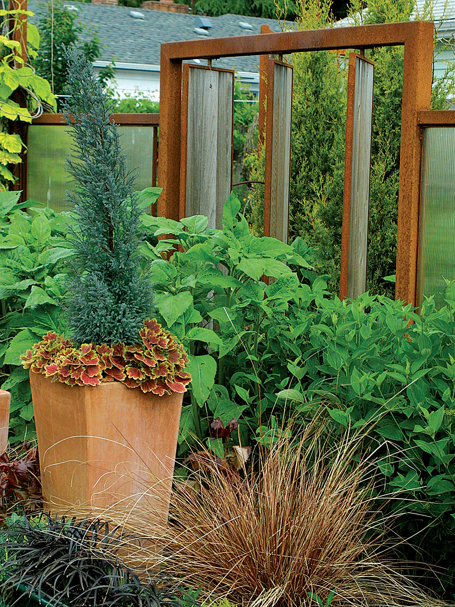 Plantings next to the opening in the fence