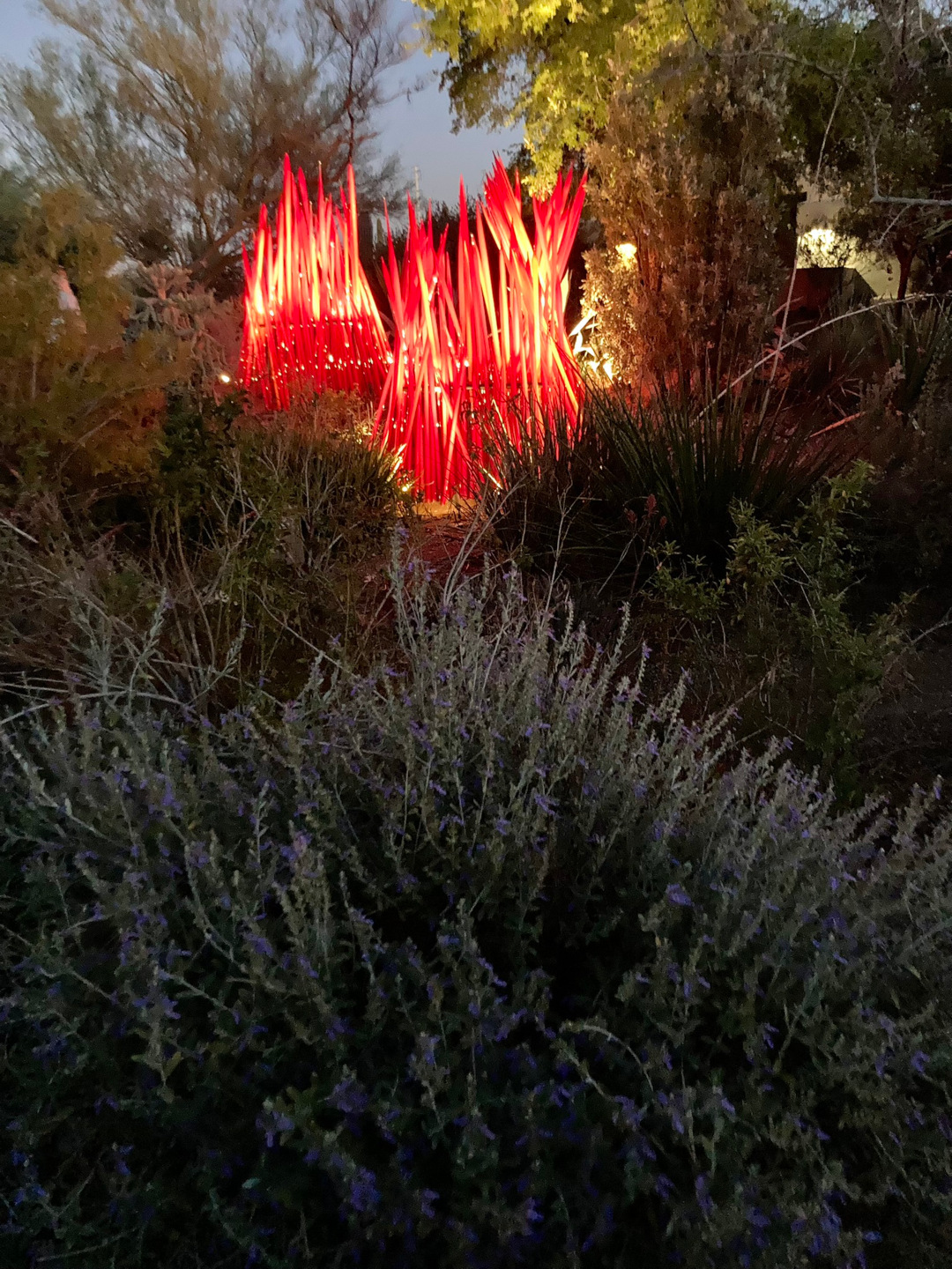 illuminated red glass sculpture