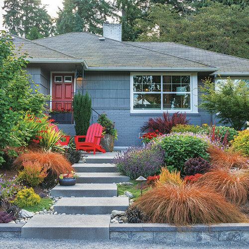 1950s-era home with updated front garden and landscaping