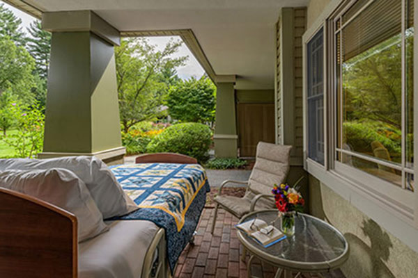 patient patio with view of garden