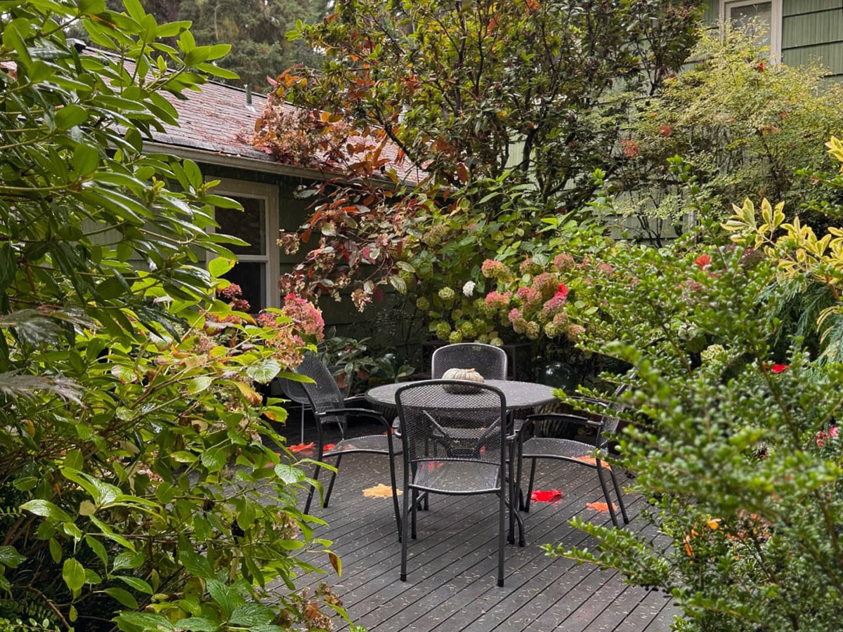 seating area on garden patio